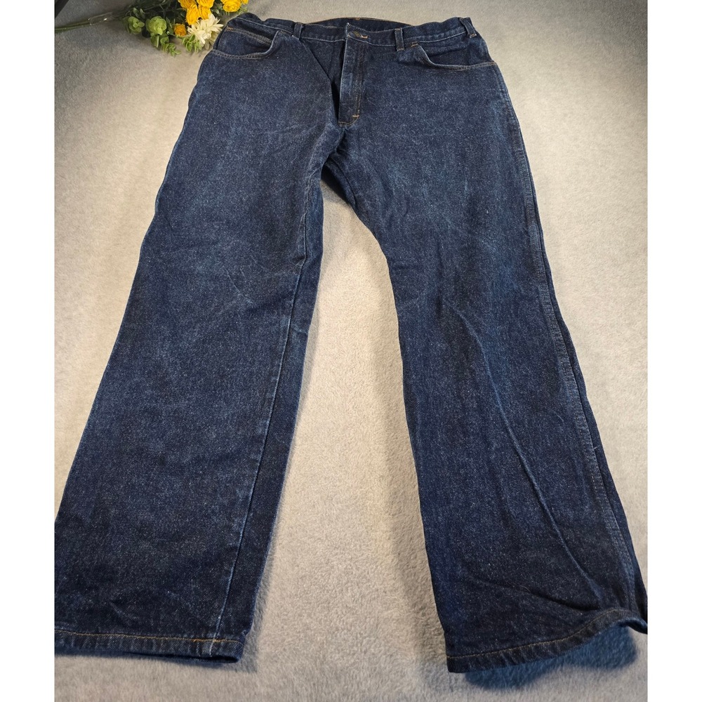 Key Industries Mens Vintage Dark Wash Denim Workwear Jeans 40x32 - Picture 4 of 16